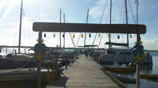 Our pier at El Milagro Marina, Isla Mujeres, we are at the end